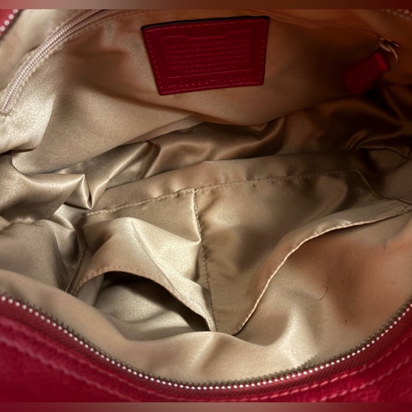 Coach Zoe Hobo Red and Tan/Brown Signature Shoulder Bag - very clean! - Picture 10 of 10